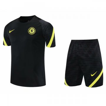 Chelsea 2021-22 Black Soccer Training Suit Jerseys + Short Men's