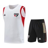 Sao Paulo FC 2023-24 White Soccer Singlet + Short Men's