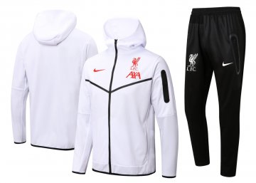 Liverpool 2022-23 Hoodie White Soccer Training Suit Jacket + Pants Men's