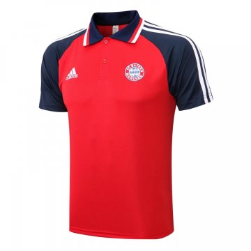 Bayern Munich 2021-22 Red - Navy Soccer Polo Jersey Men's