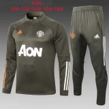 2020-21 Manchester United Olive Green Football Training Suit Kids