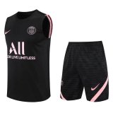 PSG 2021-22 Black Soccer Traning Kit (Singlet + Shorts) Men's