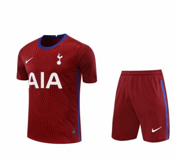 2020-21 Tottenham Hotspur Goalkeeper Red Men Football Jersey Shirts + Shorts Set