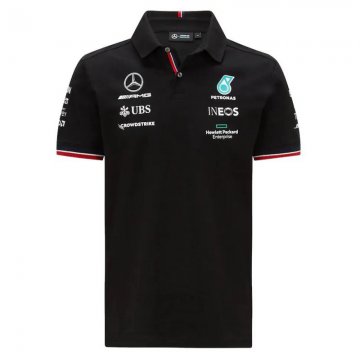 Mercedes AMG Petronas 2021 Black F1 Team Polo Jersey Men's