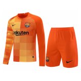 Barcelona 2021-22 Goalkeeper Orange Long Sleeve Soccer Jerseys + Short Men's