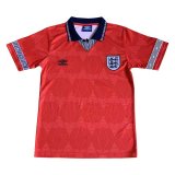 #Retro England 1990 Away Red Soccer Jerseys Men's