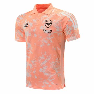 2020-21 Arsenal UCL Chalk Coral Texture Men's Football Polo Shirt