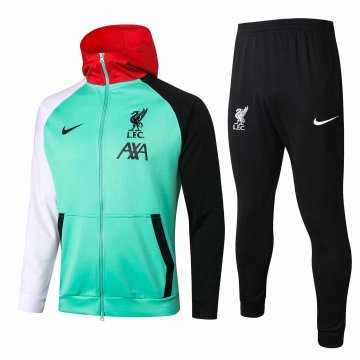 2020-21 Liverpool Green Men Hoodie Football Training Suit(Jacket + Pants) [2020127216]