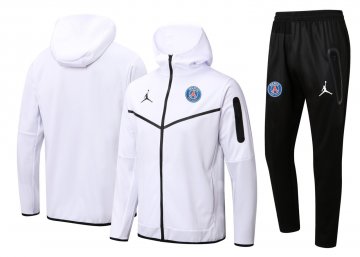PSG 2022-23 Hoodie White Soccer Training Suit Jacket + Pants Men's