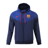 #Hoodie Barcelona 2023-24 Navy Soccer Windbreaker Jacket Men's