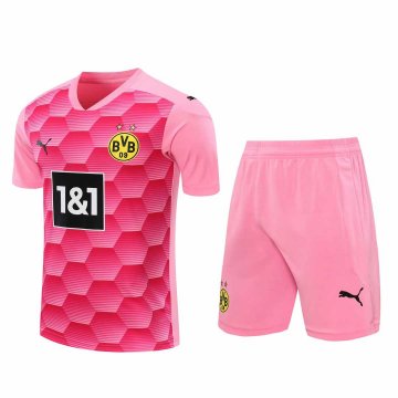 2020-21 Borussia Dortmund Goalkeeper Pink Men Football Jersey Shirts + Shorts Set