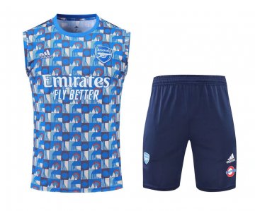 Arsenal 2022-23 Blue Soccer Training Suit Singlet + Short Men's