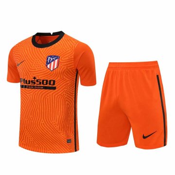 2020-21 Atletico Madrid Goalkeeper Orange Men Football Jersey Shirts + Shorts Set