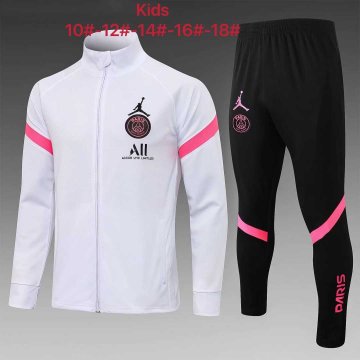 2021-22 PSG x Jordan White Half Zip Football Training Suit (Jacket + Pants) Kid's