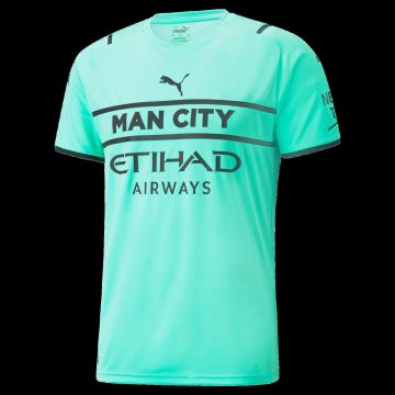 Manchester City 2021-22 Goalkeeper Candy Green Short Sleeve Men's Soccer Jerseys