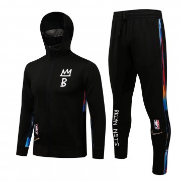 Brookly Nets 2020/2021 Hoodie Black Soccer Training Suit (Jacket + Pants) Men's
