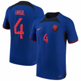 #VIRGIL #4 Player Version Netherlands 2022 Away Soccer Jerseys Men's