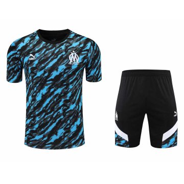 2021-22 Olympique Marseille Deep Blue Football Training Suit (Shirt + Short) Men's