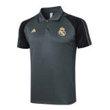 Real Madrid 2023-24 Grey Soccer Polo Jerseys Men's