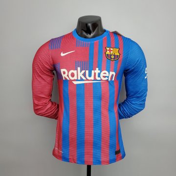 #Player Version Barcelona 2021-22 Home Long Sleeve Men's Soccer Jerseys