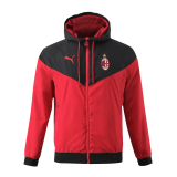 #Hoodie AC Milan 2023/24 Black&Red Soccer Windbreaker Jacket Men's