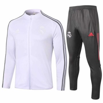 2020-21 Real Madrid White Men Jacket Football Training Suit(Jacket + Pants)