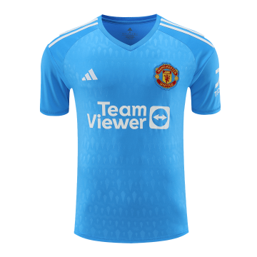 Manchester United 2023-24 Goalkeeper Blue Soccer Jerseys Men's