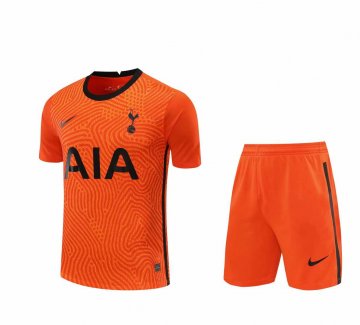 2020-21 Tottenham Hotspur Goalkeeper Orange Men Football Jersey Shirts + Shorts Set