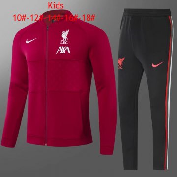 Liverpool 2021-22 Burgundy Soccer Training Suit Jacket + Pants Kid's