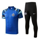 Inter Milan 2022-23 Blue Soccer Polo + Pants Men's