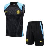 Inter Milan 2021-22 Black Soccer Singlet + Shorts Men's