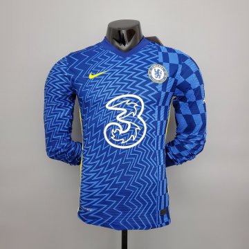 #Player Version Chelsea 2021-22 Home Long Sleeve Men's Soccer Jerseys