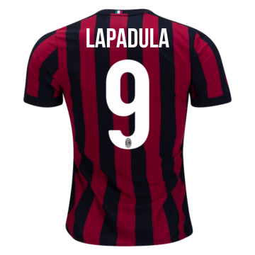 2017-18 AC Milan Home Red&Black Stripes Football Jersey Shirts Gianluca Lapadula #9