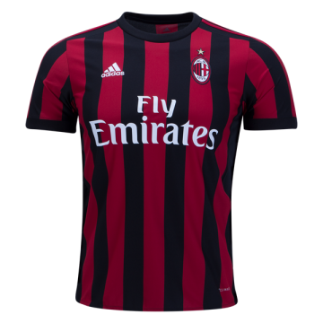 2017-18 AC Milan Home Red&Black Stripes Football Jersey Shirts [916748]