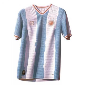 #Commemorative Edition Argentina 2022 White Blue Soccer Jerseys Men's