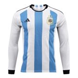#Long Sleeve Argentina 2023 3-Star Home World Cup Champions Soccer Jerseys Men's