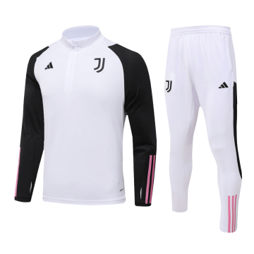Juventus 2023-24 White Soccer Zipper Sweatshirt + Pants Kid's