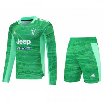 Juventus 2021-22 Goalkeeper Green Long Sleeve Soccer Jerseys + Short Men's