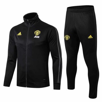 2019-20 Manchester United High Neck Black Men's Football Training Suit(Jacket + Pants)