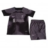 Liverpool 2022-23 Goalkeeper Black Soccer Jerseys + Short Kid's