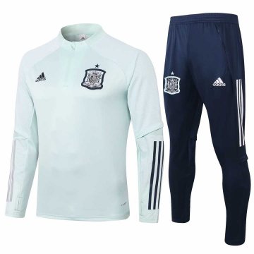 2020-21 Spain Mint Green Half Zip Men's Football Training Suit(Jacket + Pants)