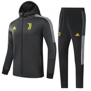 Juventus 2021-22 Hoodie Black Soccer Training Suit Jacket + Pants Men's