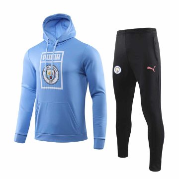 2019-20 Manchester City Hoodie Blue Men's Football Training Suit(Sweatshirt + Pants)