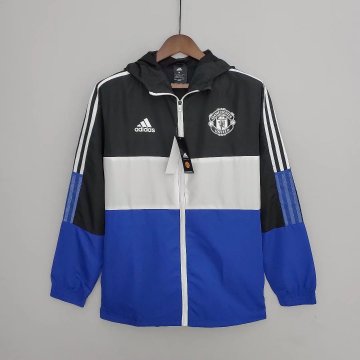 Manchester United 2022-23 Black&White&Blue Soccer Windrunner Jacket Men's