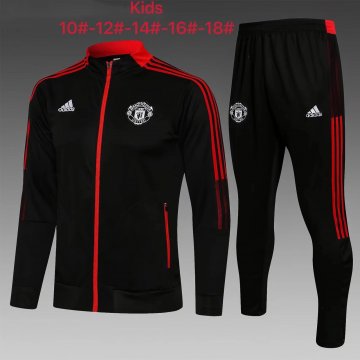 Manchester United 2021-22 Black Soccer Training Suit Jacket + Pants Kid's