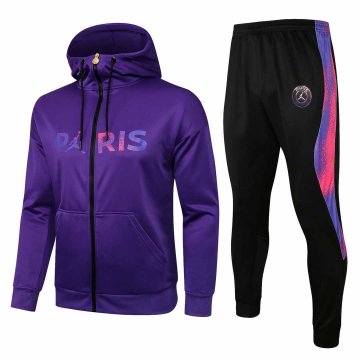 2021-22 PSG x Jordan Hoodie Purple Football Training Suit (Jacket + Pants) Men's [2021050186]