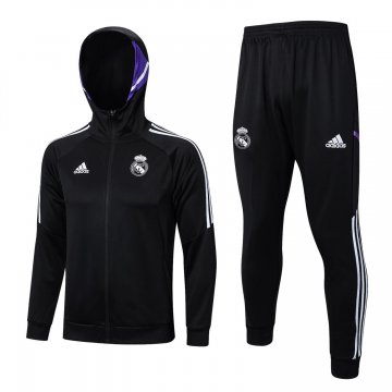 #Hoodie Real Madrid 2022-23 Black Soccer Jacket + Pants Men's