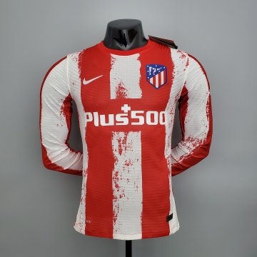 #Player Version Atletico Madrid 2021-22 Home Long Sleeve Men's Soccer Jerseys