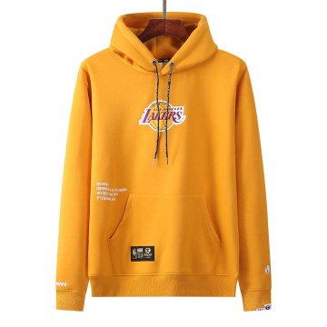 2021/2022 Los Angels Lakers x Aape Pullover Yellow Hoodie Sweatshirt Men's [2020127931]