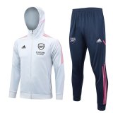 #Hoodie Arsenal 2023-24 Light Grey Soccer Jacket + Pants Men's